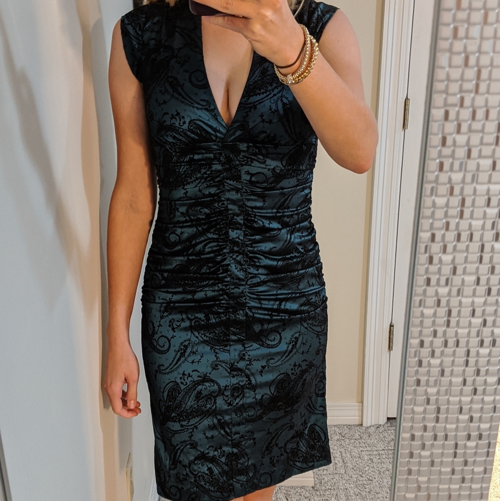 Xscape Paisley Cocktail Sheath Dress